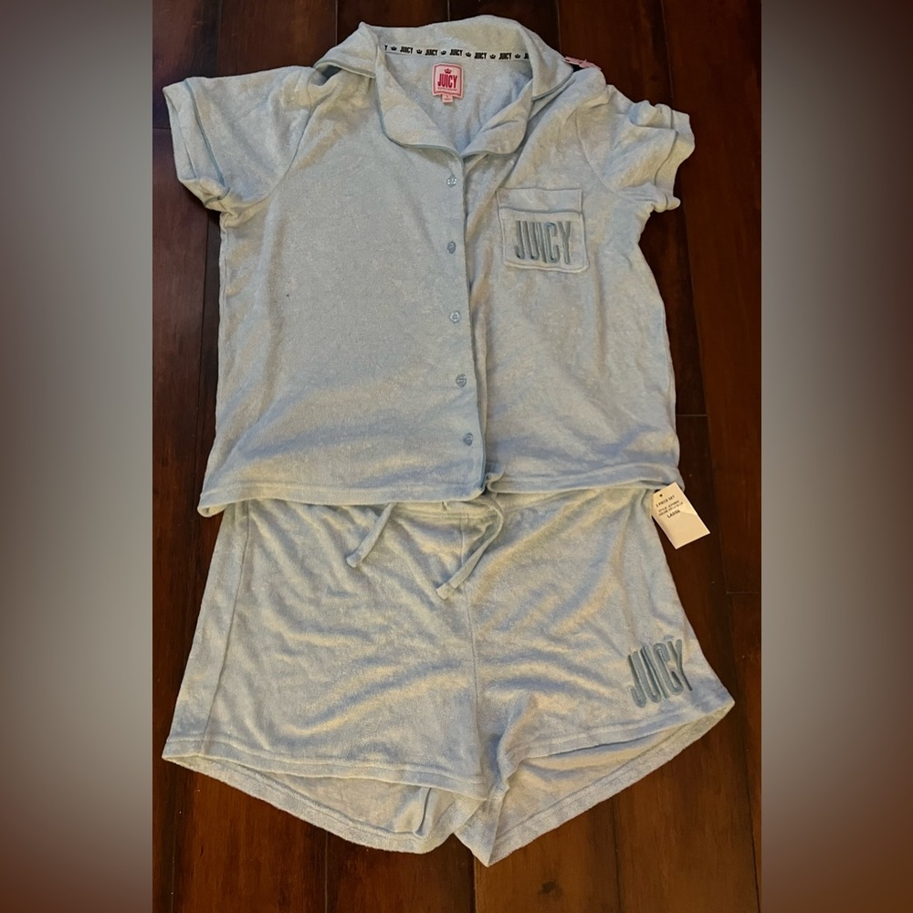 Juicy Couture Blue Terry Cloth Pajama Set